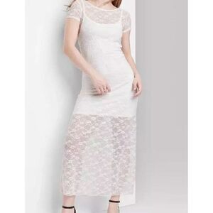 WILD FABLE Women's Short Sleeve Maxi Dress Size S White